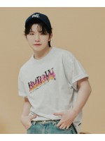韓國Romantic Crown - [WOOZI Collection] BLAZE LOGO TEE SHIRT_LIGHT GREY